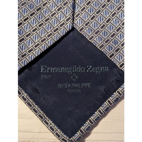 Patek Philippe Pour Ermenegildo Zegna Blue Pattern Silk Tie Limited Edition 2005 - Picture 6 of 12